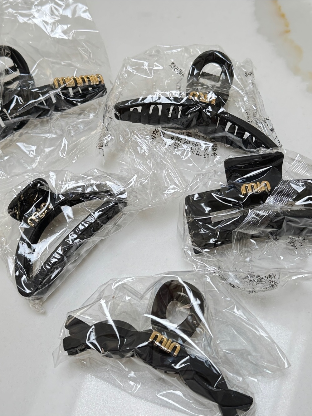 Black Hair Claw Clip with Gold Accent by
